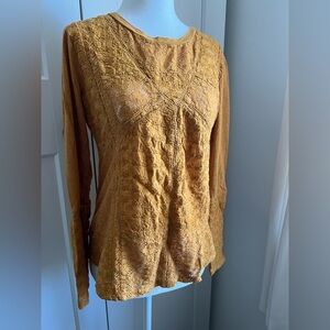 Eze Sur Mer Golden/Mustard Lace Blouse - XS